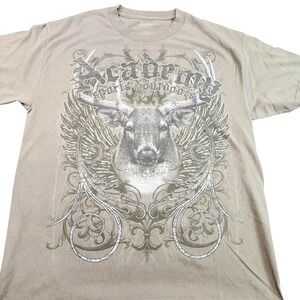 Academy Sports + Outdoors Shirt Mens Large Beige Deer Graphic Tee Tagless